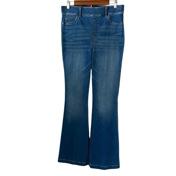 SPANX High Rise Pull-On Flare Leg Light Wash Jeans Size L - Picture 1 of 15